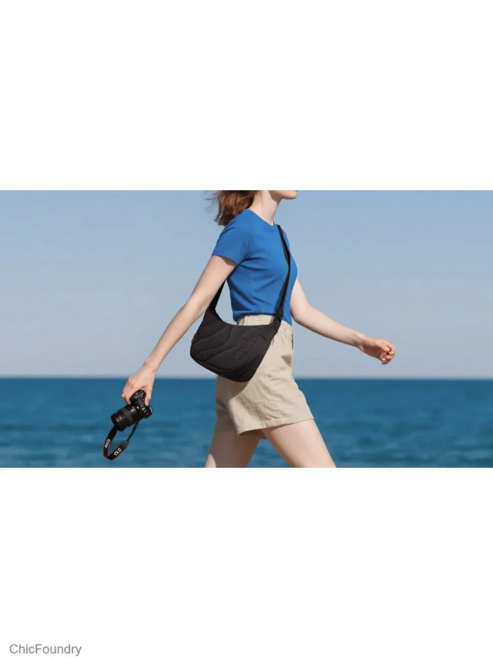Quilted Nylon Crossbody Bag with Padded Strap, Water Resistant